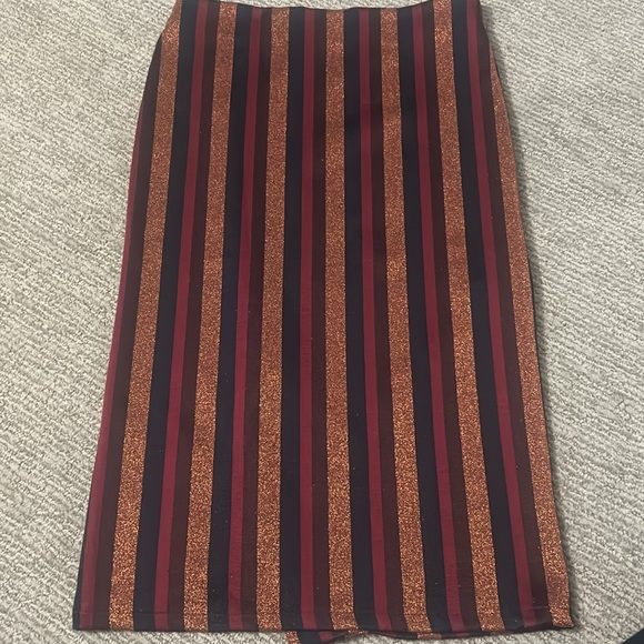 Zara metallic rose gold striped wrap pull on skirt - Picture 4 of 4